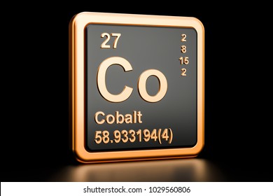 Cobalt Co, chemical element. 3D rendering isolated on black background