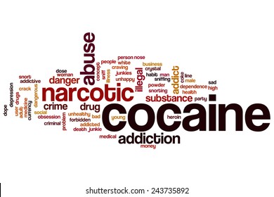 Cocaine Word Cloud Concept With Narcotic Abuse Related Tags