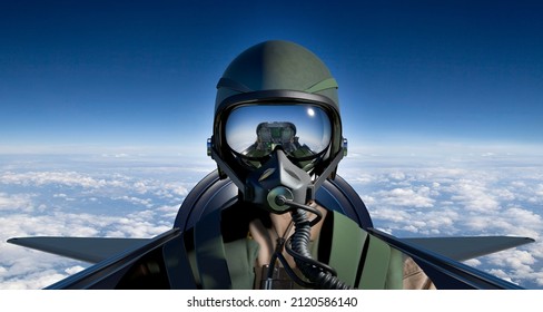 Cockpit view fighter jet helmet 3d render