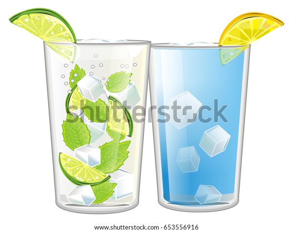 Cocktail Blue Lagoon Cocktail Mojito Stock Illustration