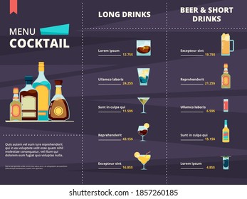 Cocktail menu. Alcoholic different corporate drinks in restaurant or bar menu design template - Powered by Shutterstock