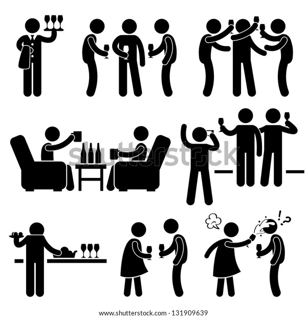 Cocktail Party People Man Friend Gathering Stock Illustration 131909639