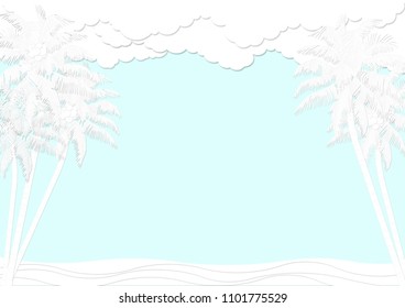 Coconut   background sky    paper art drawing style