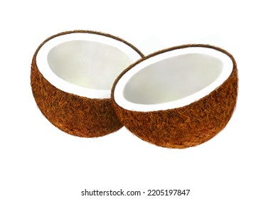 Coconut Illustration, 3d Illustration, 3d Rendering, Realism, Photo Realistic