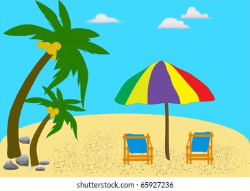 Coconut Tree Umbrella Stock Illustration 65927236 | Shutterstock