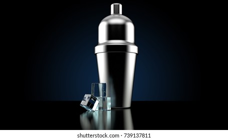Coctail Shaker On Dark Background. 3d Illustration