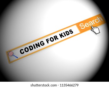 Coding For Kids Children Programming 2d Illustration Shows School Programmer Lessons For Schoolchildren