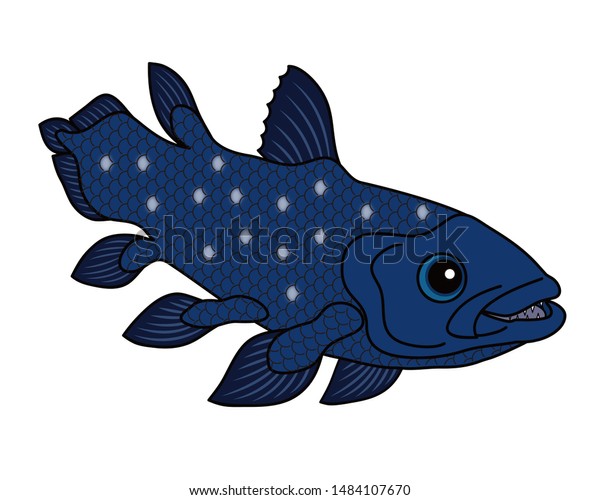 Coelacanth Deep Sea Fish Character Illustration Stock Illustration ...