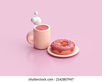 Coffee with 3D donut. 3D render - Powered by Shutterstock