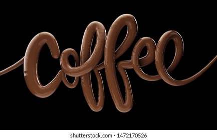 Coffee Bright Bubble Script Typography Background 3D Render