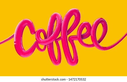 Coffee Bright Bubble Script Typography Background 3D Render