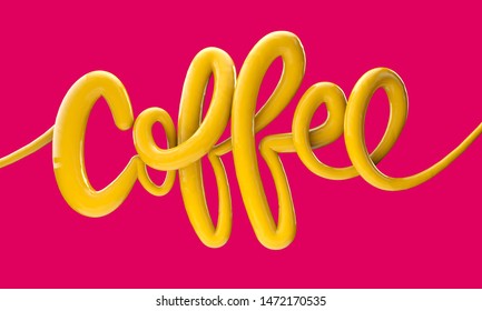 Coffee Bright Bubble Script Typography Background 3D Render