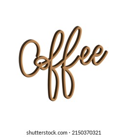 Coffee calligraphy 3d rendering isolated on white background , 3D Illustration