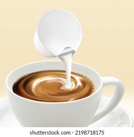 Coffee, Creamer Cup, 3d Illustration, 3d Rendering, Realism, Photo Realistic