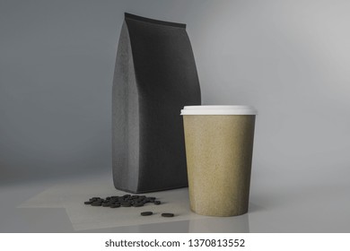 Coffee cup and coffee beans, 3D Rendering