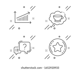 Coffee cup, Chart and Question mark line icons set. Loyalty star sign. Think bubble, Presentation chart, Quiz chat. Bonus reward. Business set. Line coffee cup outline icon. - Powered by Shutterstock