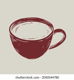 Coffee Cup Logo In Muted Red Tone Business Corporate Identity Illustration