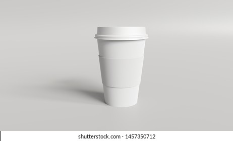 Coffee Cup Mockup 3d Render - Product Mockup Of A Coffee Cup With A Sleeve.