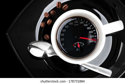 Coffee cup with speedometer, metaphor of people acceleration  - Powered by Shutterstock