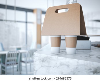 Coffee Holder on the table . 3d rendering