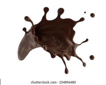 Coffee Or Hot Dark Chocolate Dynamic Splash Isolated On White Background