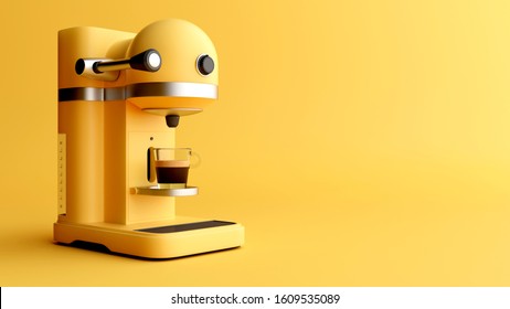 Coffee Machine Minimal Style Illustration Isolated In Studio. 3d Render