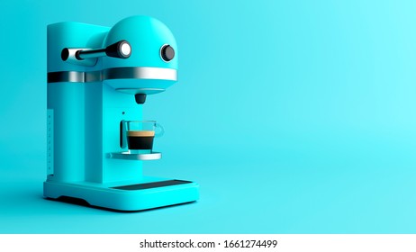 Coffee Machine Minimal Style Illustration Isolated In Studio. 3d Render