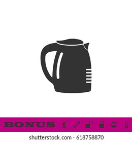 Coffee maker icon flat. Simple grey pictogram on white background and bonus six icons. Illustration symbol