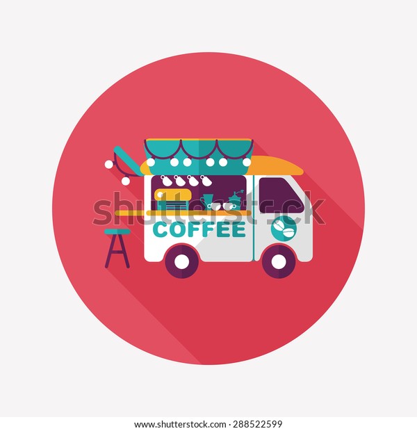 Coffee shop car flat\
icon with long\
shadow