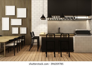 Coffee Shop Frame Mock Up & Menu Board Mock Up - 3D Render