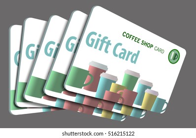 Coffee Shop Gift Cards Isolated On Stock Illustration 516215122 ...