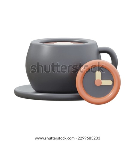 Coffee Time 3d icon isolated white bacground. 3d rendering