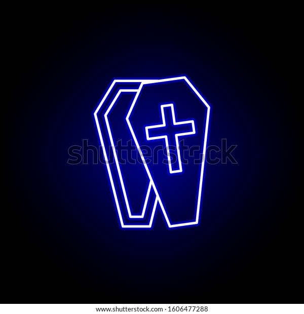 coffin, death outline blue neon icon. detailed set of\
death illustrations icons. can be used for web, logo, mobile app,\
UI, UX