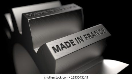 Cogwheel With Debossed MADE IN FRANCE Text. 3D Rendering