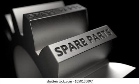 Cogwheel With Debossed SPARE PARTS Text. 3D Rendering