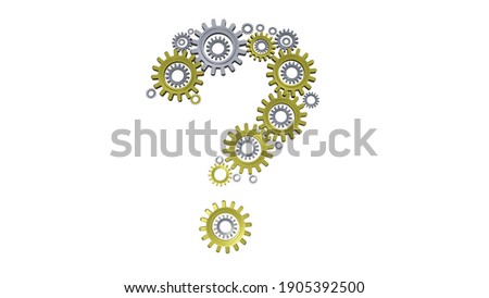 Cogwheels forming a question mark. isolated on white background. 3d rendering.