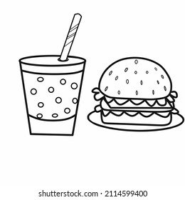 Cola And Burger Image For Burger Icon In Menu Or Burger Shop Logo