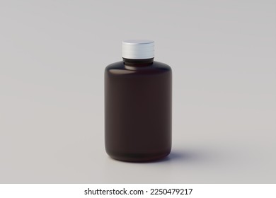 Cold Brew Coffee Amber. Brown Small Glass Bottle Packaging Mockup simple Bottles. 3D Rendering