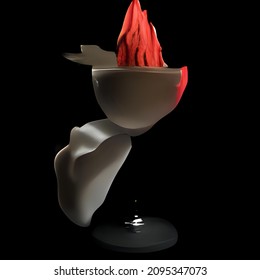 Cold dark night with fire flames