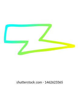 Cold Gradient Line Drawing Of A Cartoon Lightening Bolt