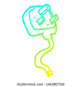 Cold Gradient Line Drawing Of A Cartoon British Plug