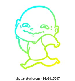 cold gradient line drawing of a cartoon creepy guy