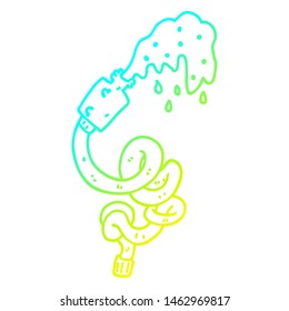cold gradient line drawing of a cartoon hosepipe