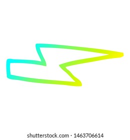 Cold Gradient Line Drawing Of A Cartoon Lightening Bolt