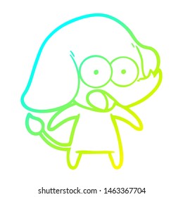 cold gradient line drawing of a cute cartoon elephant