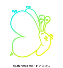 cold gradient line drawing of a funny cartoon butterfly