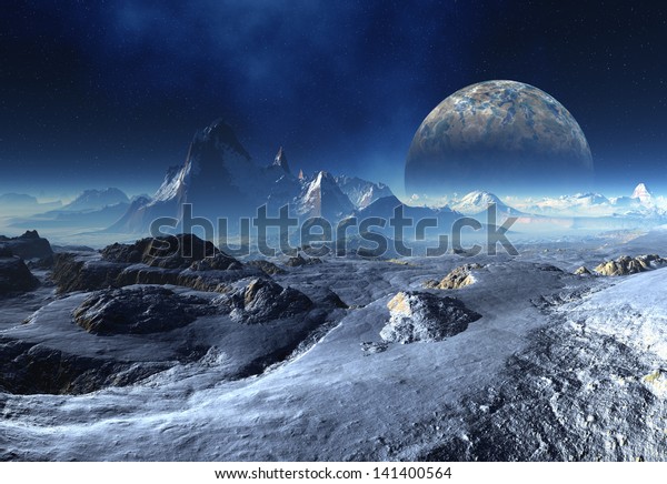 Cold
and Icy Fantasy Alien Landscape - Computer
Artwork
