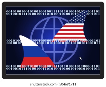 Cold War Espionage. USA And Russia Spying On Each Other On The Internet