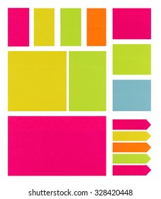 Colection of Coloufull Post It Notes on a White Background