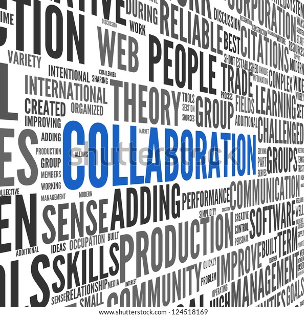 Collaboration Concept Word Tag Cloud Isolated Stock Illustration 124518169